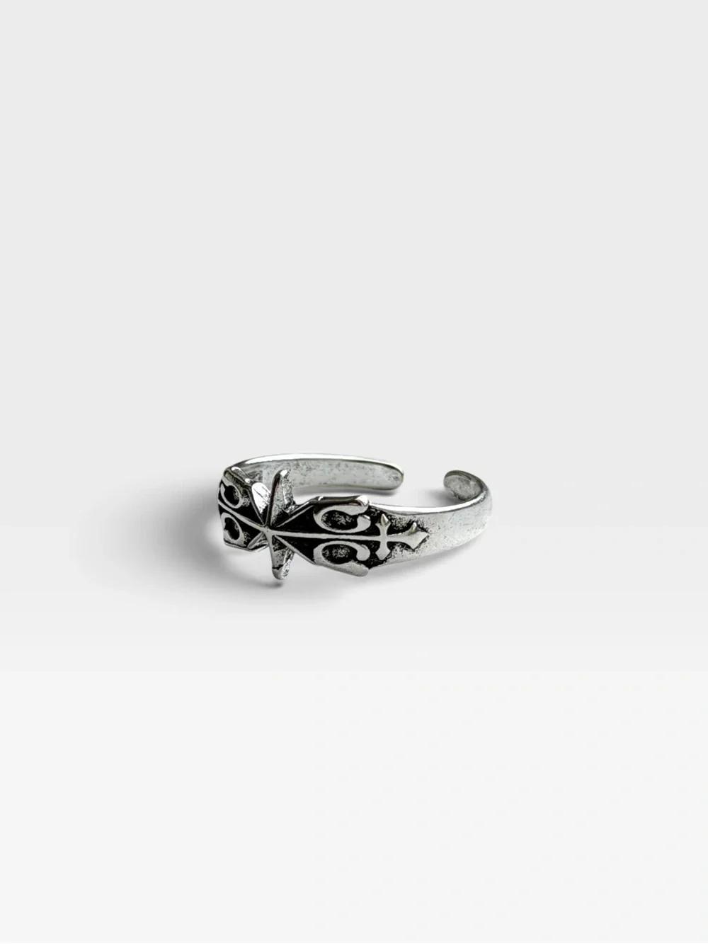Silver Starburst Adjustable Men's Ring